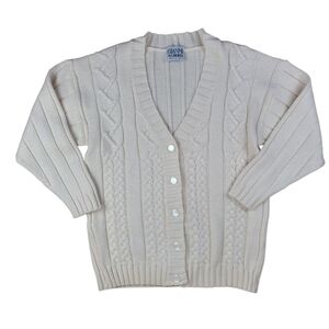Vintage Gianni Alberti Size Medium Wool Blend Grannycore Creme Color Cardigan